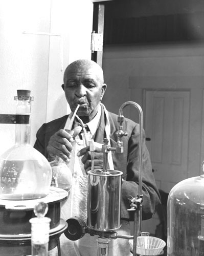George Washington Carver in laboratory